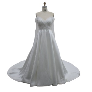 ชุดแต่งงานผ้าซาตินสีงาช้างทรงเอที่หรูหราเรียบง่ายและ<span class=keywords><strong>ดู</strong></span>เรียบหรูพร้อมลูกปัดสำหรับวันพิเศษของคุณ - Product Image 1