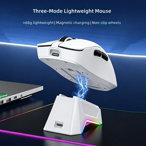 <span class=keywords><strong>Souris</strong></span> de jeu OEM 68g 6D légère, rechargeable, trois modes, sans fil 2.4GHz, filaire, DPI 10000, ergonomique, avec base de charge - Product Image 2