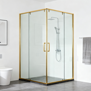 ฉากกั้นอาบน้ำแบบกระจกไร้กรอบ สแตนเลสสีทอง ดีไซน์ร่วมสมัย พร้อมราคาที่แข่งขันได้ - Product Image 2