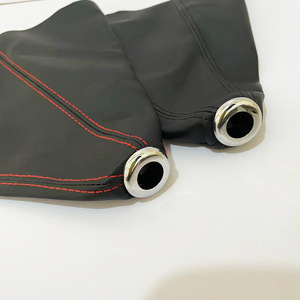 Chen Can Gear Shift Knob Cover Leather Black Red Stitching Universal Car <b>Interior</b> <b>Accessory</b> - Product Image 3