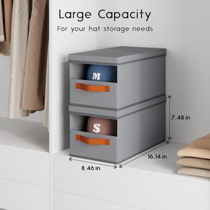 Custom Logo 3 Pack Stackable Foldable Clear Window <b>Hat</b> Organizer Baseball Caps Storage <b>Box</b> for Closet Bedroom RV - Product Image 2