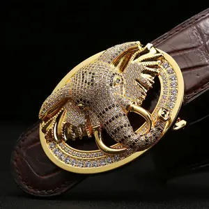 Gift Box Packaging Mans Genuine Crocodile Leather Belt Business Suit Luxury Elephant Adjustable Leather Belt For Men