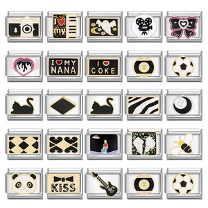 Pulsera de módulo italiano hecha a mano, joyería creativa DIY, dijes negros mágicos, accesorio de moda, artesanía personalizada - Product Image 1