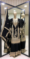 Robe de soirée longue droite en satin floral personnalisé, faite à la main, style indien pakistanais, pour mariages et fêtes