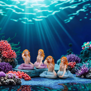 Directo de fábrica resina miniatura sirena arena Mesa herramientas 3D Feng Shui estilo acuario Decoración Accesorios para regalos de negocios - Product Image 1