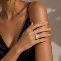 Zanlong 13840 5mm Moissanite 2 rangées hommes femmes bijoux fins glacé 925 argent Sterling VVS Moissanite bague d'éternité de luxe