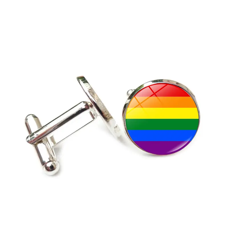 Wholesale Rainbow Flag Cuff button Luxury LGBT Gay Pride Cuff links For Men or Women
