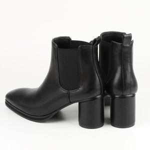 Black Genuine Leather Ankle <b>Boots</b> Shiny surface Pointed Toe Style Slip-On Anti-Slip Rubber Outsole Fashion wholesale - Product Image 2