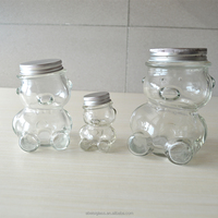 Mini Tarro de Vidrio con Forma de Osito de Peluche de 80 ml, Botella Redonda para Miel, Dulces, Azúcar