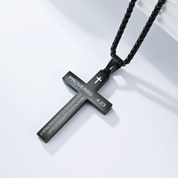 Collier en acier inoxydable de haute qualité, personnalisé, en gros, avec croix, bijoux religieux chrétiens, inspiré de la foi biblique