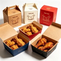 Boîte en papier kraft écologique avec logo personnalisé, pliable, compartimentée, pour aliments, emballage en papier kraft de qualité alimentaire pour poulet frit