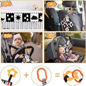 Livre sensoriel en tissu doux noir <span class=keywords><strong>et</strong></span> blanc à fort contraste pour bébés, jouets pour le temps sur le ventre, pour les bébés <span class=keywords><strong>de</strong></span> 0 à 24 mois, 3 pièces, apprentissage Montessori - Product Image 5