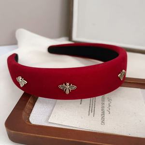Serre-tête en velours Littie Bee de luxe, très tendance, élégant, coréen, noir et rouge, large ou étroit, accessoires pour cheveux, Diadema De Abeja - Product Image 5