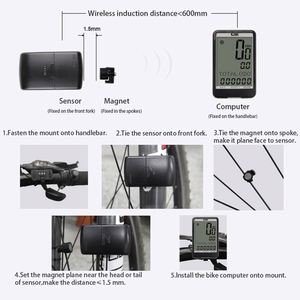 SUNDING SD-577C1 Không Dây Xe Đạp Máy Tính Không Thấm Nước LCD MTB Road Bike Đo Dặm Với Đèn Nền Thời Gian Nhiệt Độ 8 Ngôn Ngữ HOT - Product Image 6