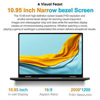Ordinateur portable 2 en 1 à écran tactile 10.95 "Laptop à rabat à 360 ° Intel Celeron N95 Win11 16GB DDR5 1TB SSD Corps en alliage d'aluminium Notebook PC