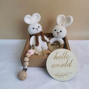 Coffret Cadeau Unique 2024 pour Bébé Fille avec Hochet Tricoté et Poupée Lapin, Jouets de Confort pour Nouvelle Maman, Boîte Cadeau, Cadeaux de Naissance en Gros - Product Image 2