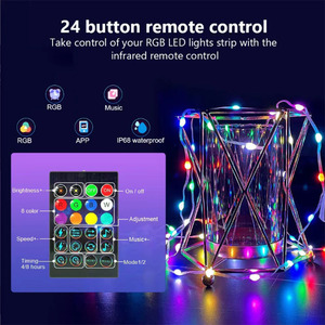Mini <span class=keywords><strong>Luces</strong></span> LED RGB <span class=keywords><strong>de</strong></span> Colores Cambiantes, <span class=keywords><strong>con</strong></span> Control Remoto, Alimentación USB, Guirnalda <span class=keywords><strong>de</strong></span> <span class=keywords><strong>Luces</strong></span> Inteligente para Decoración Navideña - Product Image 2