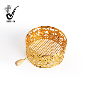 Cesta de Carbón para Shisha Portátil con Diseño de Rejilla de Flores Doradas, Venta al por Mayor de Fábrica, Soporte de Carbón Metálico para Narguile con Cubiertas Antiviento - Product Image 2