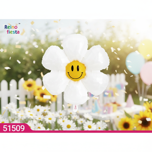 Aluminio blanco de 20 pulgadas para juego de globos de papel de aluminio con flores sonrientes, función de helio para fiestas, celebraciones, incluido el Día DE LA MADRE MOQ - Product Image 3