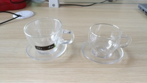 Custom 100ML Kungfu tazza di vetro da Dessert trasparente borosilicato tazza da tè con piastra/vassoio per caffè e acqua Design natalizio stile carino - Product Image 2