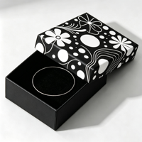 Boîte à bijoux vintage en carton noir avec logo personnalisé en feuille d'or, structure rigide, fabriquée à Shanghai, boîte cadeau