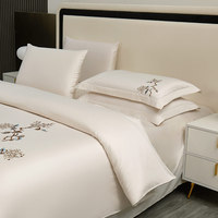 Parure de lit 3 pièces en coton blanc 100% brodé, fraîche, lisse, résistante et brillante, idéale pour villa, chambre d'hôtes, hôtel d'affaires et projets hôteliers