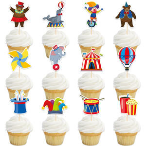 12 Adornos para Pastel de Fiesta de Cumpleaños de Carnaval, Decoraciones para Pastel con Temática de <span class=keywords><strong>Circo</strong></span>, Mini Banderas - Product Image 2