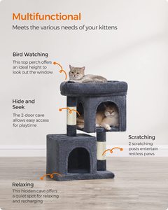 ต้นไม้แมวสตาร์มูน, คอนโดแมวแบบกำมะหยี่สำหรับแมวขนาดใหญ่สูงสุด 16 ปอนด์, เสาข่วนเล็บ, สีเทาเข้ม - Product Image 2