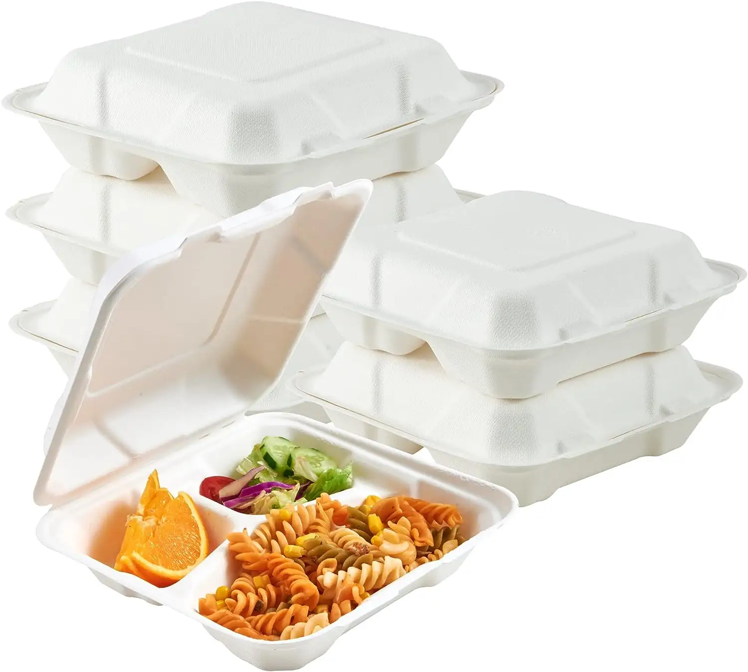 Hiçbir eklenen pfas bagasse gıda konteyner paket kapaklı gıda konteyner biyobozunur Bagasse yemek kabı