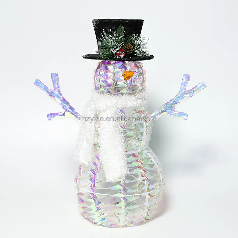 Christmas decorations Wrought iron plastic luminous ornaments Snowman shaped ornaments Bright color effect for party items