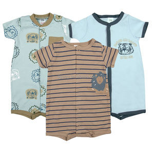 Vêtements <span class=keywords><strong>pour</strong></span> bébé garçon 6-<span class=keywords><strong>12</strong></span> <span class=keywords><strong>mois</strong></span> Ensemble <span class=keywords><strong>de</strong></span> 3 pièces Combinaison à manches courtes <span class=keywords><strong>pour</strong></span> filles Coton imprimé Design mignon d'été Fermeture à boutons - Product Image 4