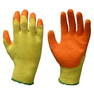 Gants de sécurité ZHANDA 10g en latex gaufré pour boîte sèche - Jaune/Orange, poignet tricoté, sans silicone - Prix abordable, usine du Shandong - Product Image 3