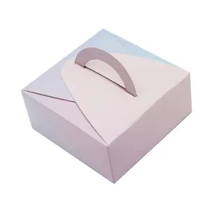 케이크 상자 케이크 보드 핸들 도매 색상 장식 판지 휴대용 생일 파티 케이크 상자 창 판지