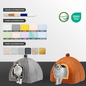 Designer de mode Usine Personnalisé Mousse À Mémoire Pet Chat Cave Lit De Luxe Mousse À Mémoire Petit Chien Cave Lit Cage Étanche Portable - Product Image 4