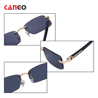 Lunettes de soleil rectangulaires sans monture CANGO, mode de luxe, logo personnalisé, verres UV400, monture en métal, lunettes de soleil pour hommes