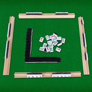 Bandejas de madera para fichas de Mahjong con borde festoneado y empujador magnético, juego de 4 de 17 pulgadas, para Mexican Train, Dominós y más, soportes de madera para Mahjong - Product Image 5