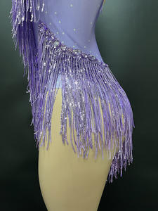 Productos más vendidos borla vestido de baile latino niñas Tanga sexy mujeres mono sin mangas para club nocturno - Product Image 5