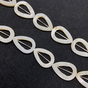 Chaîne de perles naturelles d'eau douce en nacre, formes géométriques creuses : carré, <span class=keywords><strong>cercle</strong></span>, goutte d'eau, cœur pour la fabrication de bijoux DIY - Product Image 2