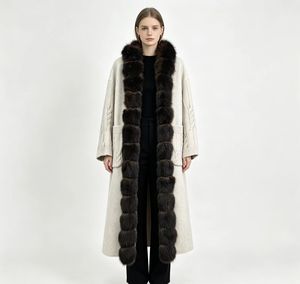 <span class=keywords><strong>Manteau</strong></span> <span class=keywords><strong>long</strong></span> en <span class=keywords><strong>laine</strong></span> épaisse de luxe pour <span class=keywords><strong>femme</strong></span>, style urbain, avec garniture en vraie fourrure de renard et col segmenté en fourrure de renard - Product Image 5