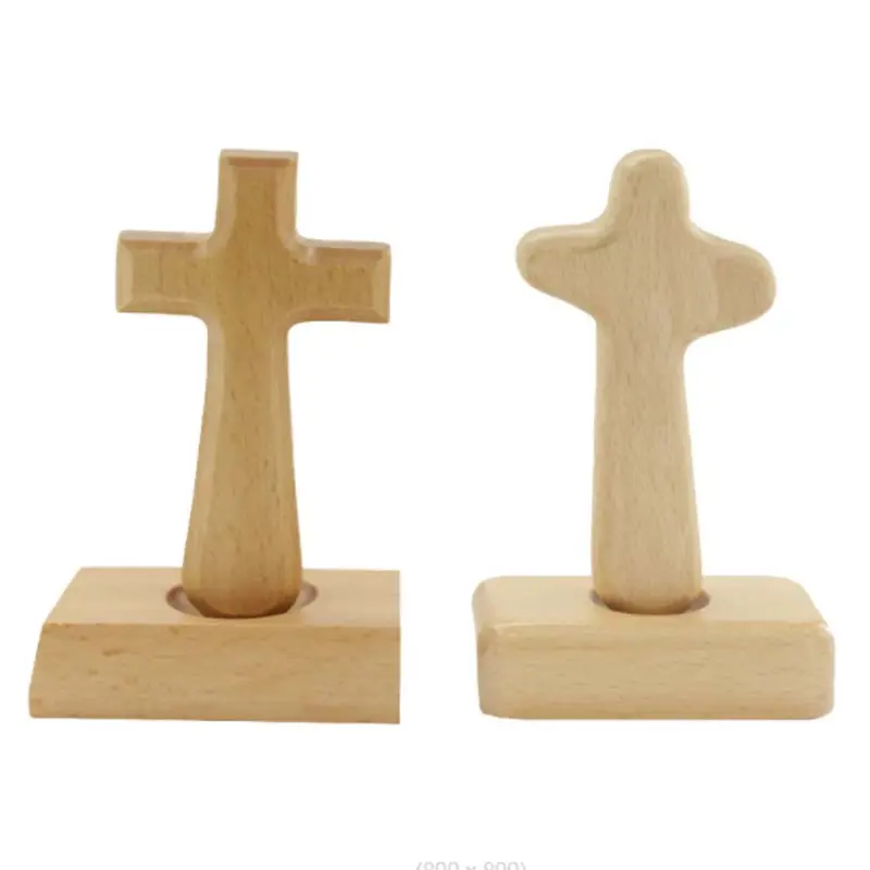 Wooden Bamboo Cross Gift Christianity Christian Beech Wood Home Decor Pray Wood Stand with Magnet No Drop Good Quality