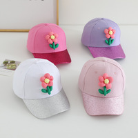 Topi Bisbol Anak Bordir Kupu-kupu Katun Bergradasi Mengkilap untuk Luar Ruangan, Pelindung UV, Bernapas, dan Tahan Panas