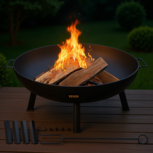 เตาผิงเหล็กคาร์บอนขนาด 34 นิ้ว ยี่ห้อ Vevor พร้อมหูจับ สำหรับลานกลางแจ้ง ใช้สำหรับเผาไม้ - Product Image 2