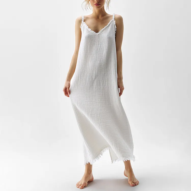 Đồ mặc nhà mùa xuân thân thiện với môi 100% cotton hữu cơ nightdress không tay của phụ nữ ngủ