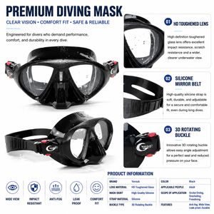 Masque de plongée OEM en verre trempé avec jupe en silicone liquide et tuba pliable pour femme, plongée libre professionnelle, vision claire - Product Image 4