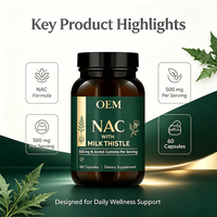 NAC avec Chardon-Marie 500mg N-Acétylcystéine 60 Capsules Complément Alimentaire