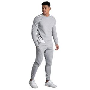 Chándal Deportivo para Hombre, Color Gris Jaspeado con Paneles Blancos, Cuello Redondo, Felpa de Algodón, Transpirable, Talla Grande, Ropa de Fútbol Americano, Fabricado por SKYFA - Product Image 1