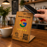Soporte de Exhibición de Código QR y Tarjetas NFC de Madera Sólida Ecológica Personalizado para Reseñas de Google, para Escritorio, Mesa, Restaurante, Cafetería, Negocio
