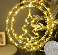 Lumières de Noël 3D suspendues en forme de lune, de rennes et de flocons de neige, alimentées par piles, 8 modes, pour les fêtes de Noël, les fenêtres, la maison, la décoration de la chambre