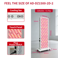 Panel de Terapia de Luz Roja LED REDSKY de 5 Longitudes de Onda, 1500W, para Uso Doméstico, de Pie, para Cuerpo Completo, Enchufe Estadounidense, Garantía de 3 Años