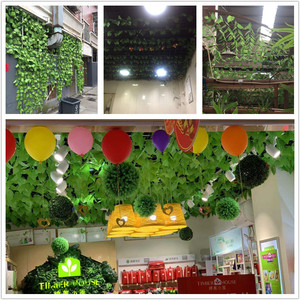 Enredadera Artificial de Hojas de Uva, Decoración Interior de Seda Verde, Hojas de Alta Simulación Tipo Ratán 9004 - Product Image 3